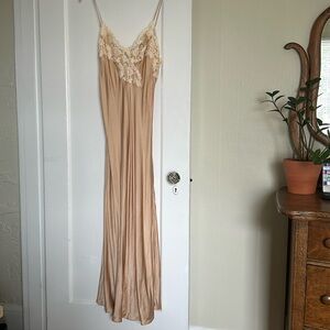 La Perla long silk slip dress with lace